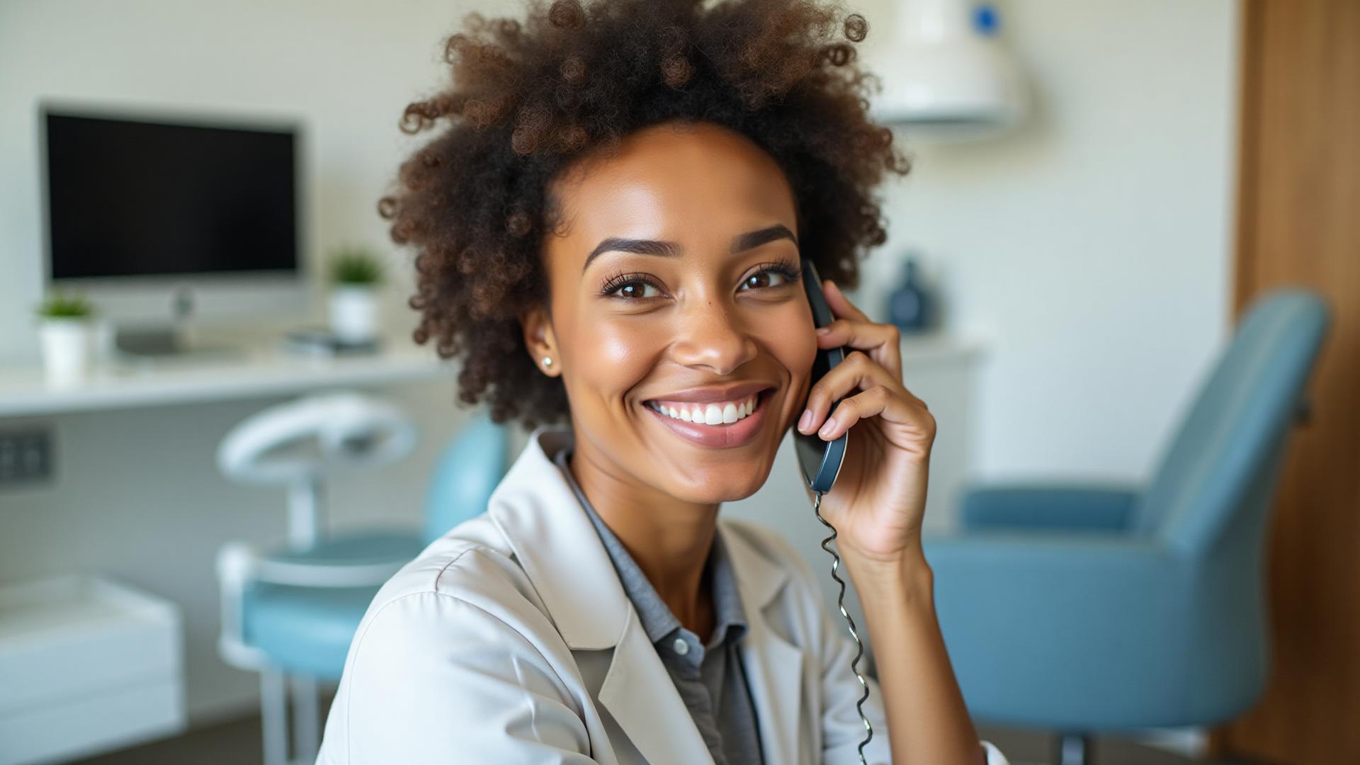 Happy parent on phone